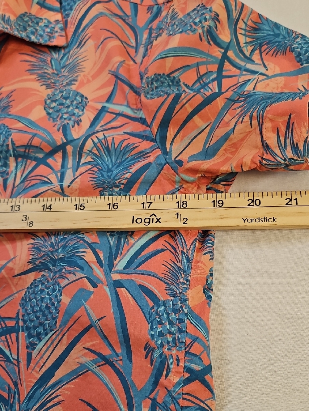 Bonobos Men’s Short-Sleeve Coral/Blue Pineapple Print, Size Small, Slim Fit - Picture 10 of 12